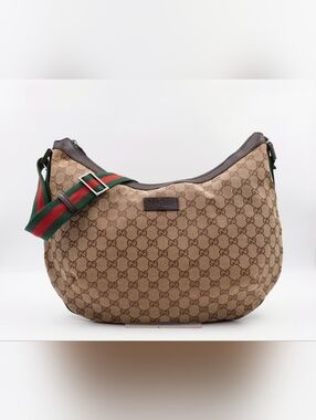 CB33 💗 Gucci GG Canvas Sherry line halfmoon Large Crossbody